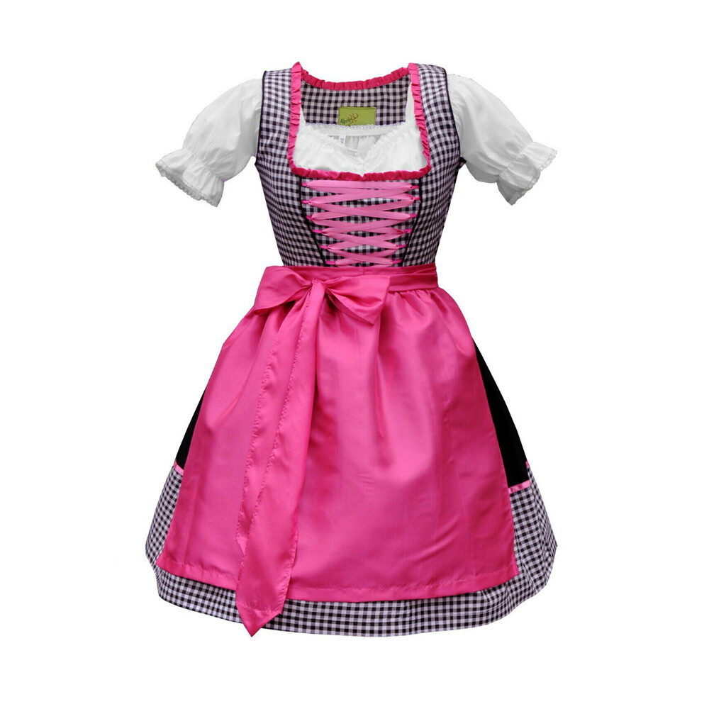Mini Dirndl Minidirndl Trachtenkleid Schwarz Pink 2 tlg Set Daisy