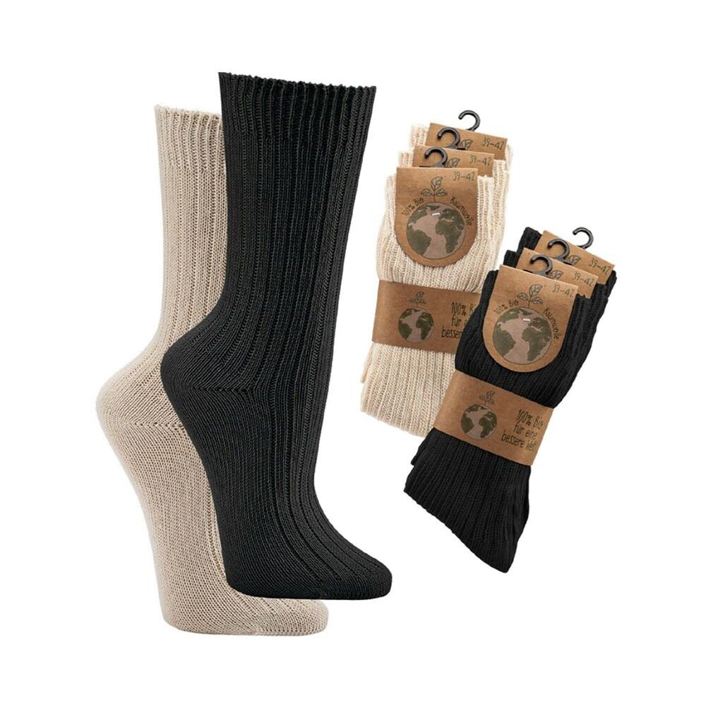 3 Paar 100% Bio Baumwollsocken Socken Natur beige schwarz 2156