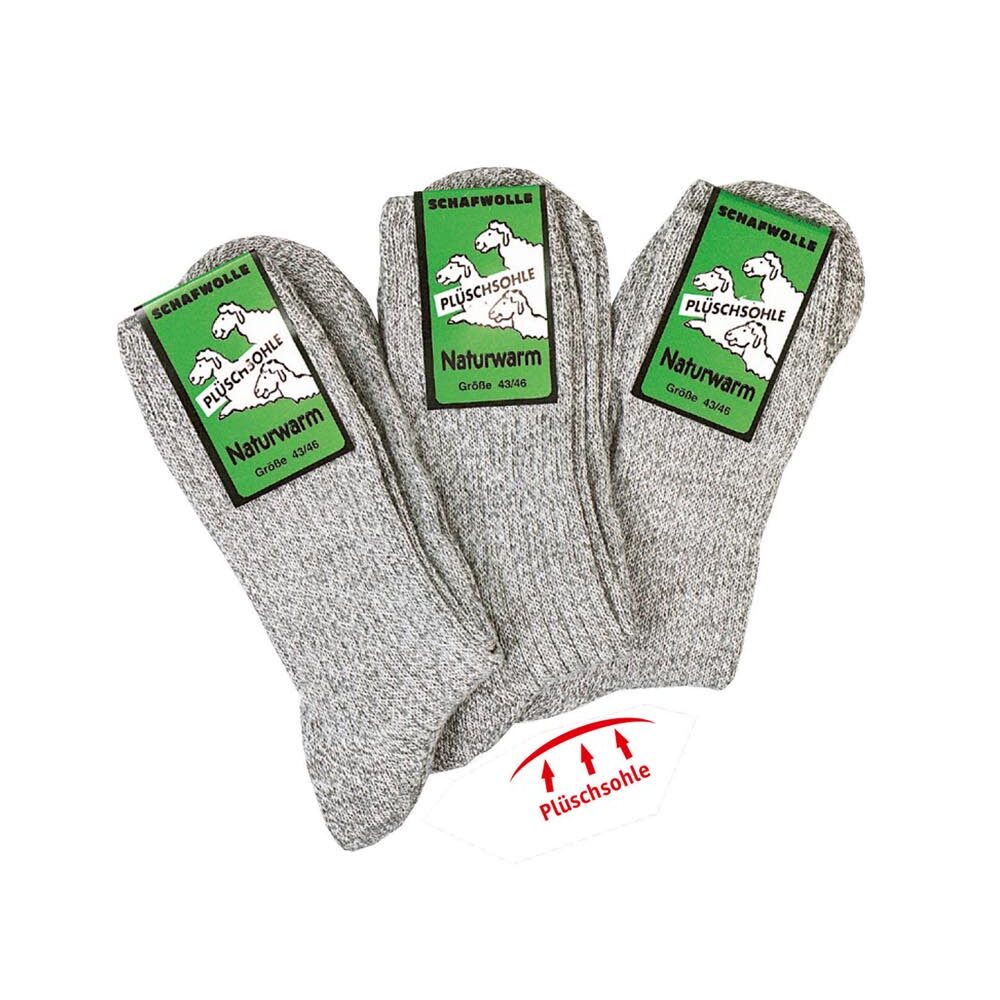 1 Paar Norwegersocken Naturwarm mit Schafwolle grau Kurz AT-523