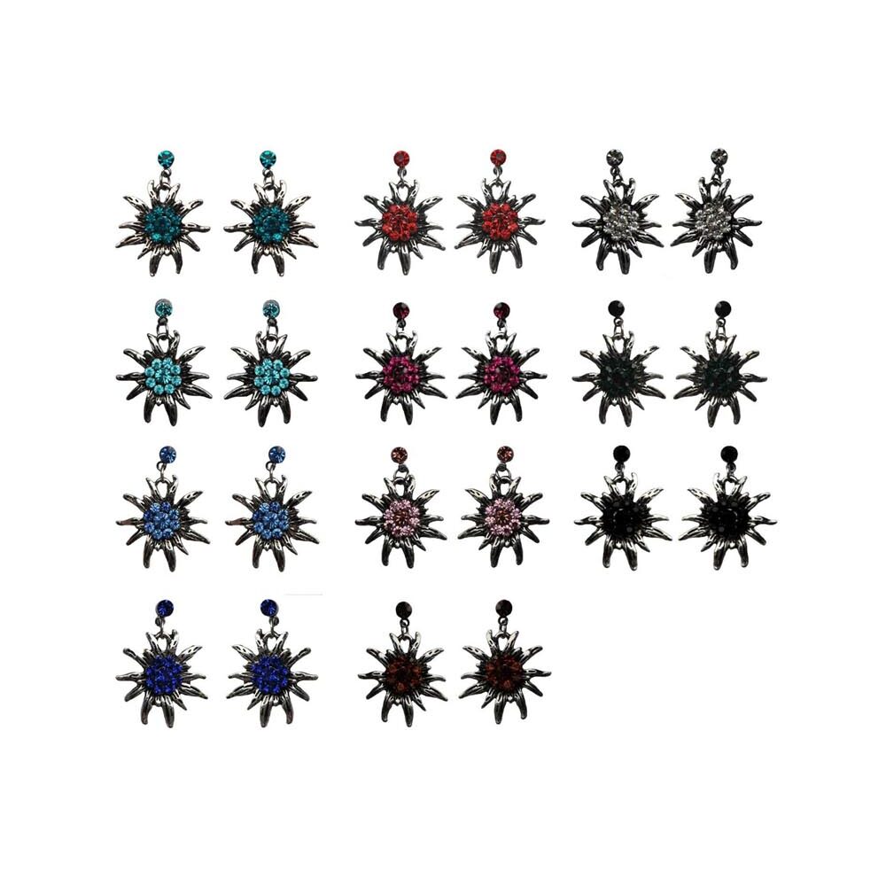 Trachtenohrringe Ohrringe Ohrstecker Ohrhänger Edelweiss mit Strass - 316