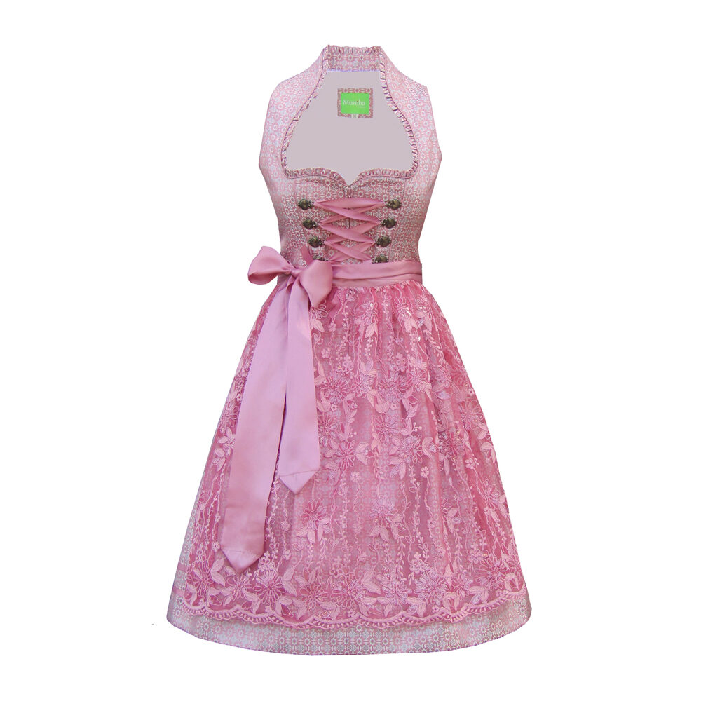 Dirndl Rosa mit bluse Spitzenschürze Muniba Collection-36