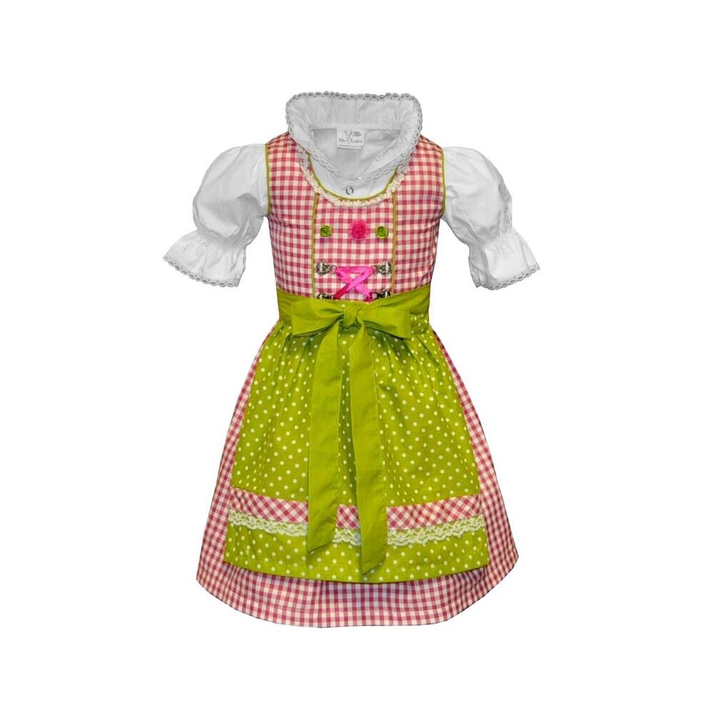Kinderdirndl Dirndl Pink Kariert Grün 3 tlg. Set - Marie