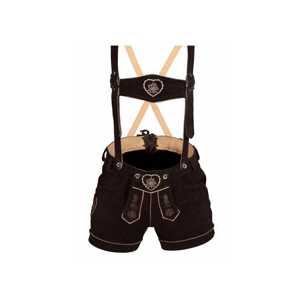 Trachtenlederhose Kurzhose Träger Braun- Sarah
