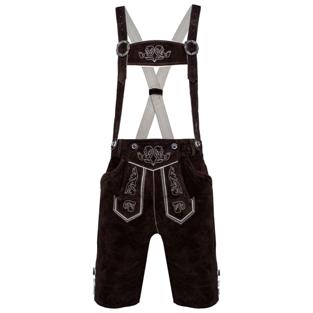 Trachtenlederhose Kurzhose Trachtenhose Schwarz mit Trägern -788K