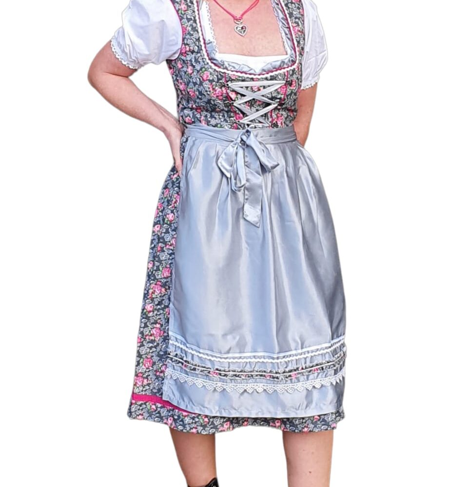 Dirndl Minidirndl 70cm  Trachtenkleid-Gray Rosa