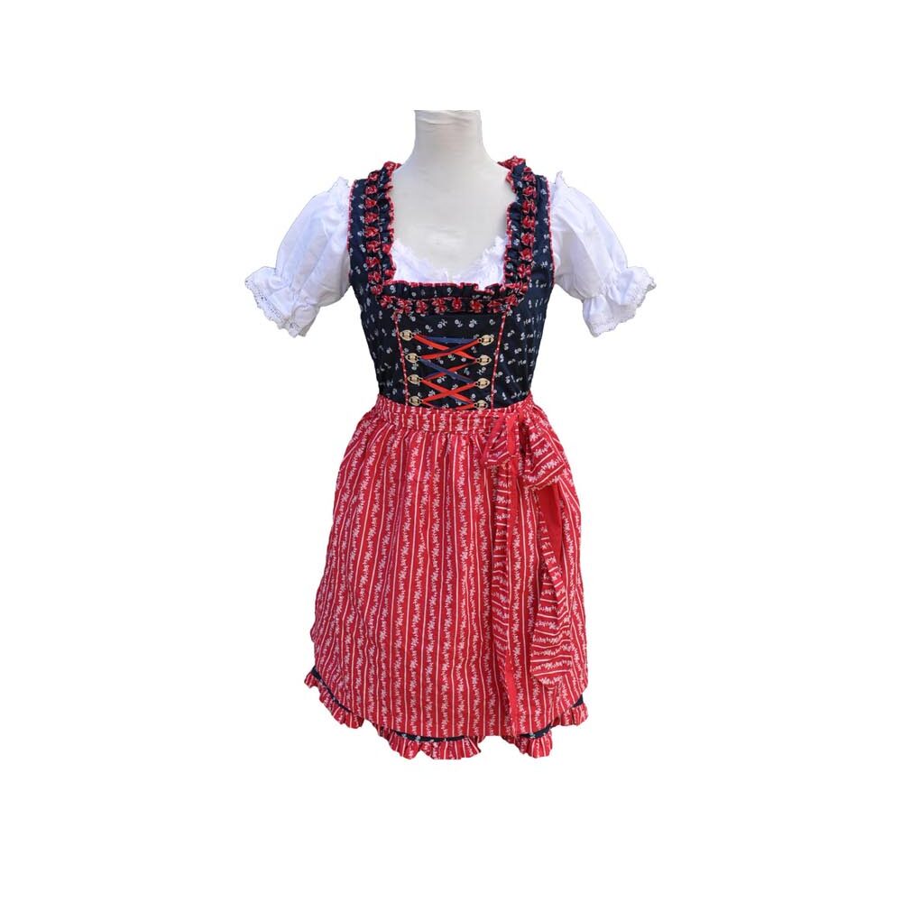 Dirndl Trachtenkleid mit Bluse 3 tlg. Blau Rot Blumen / Tina