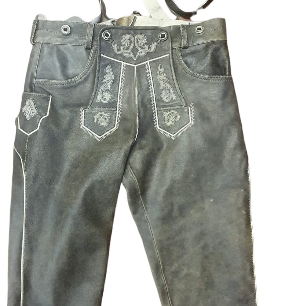 Trachtenlederhose Lederhose Kniebundhose Trachtenhose Glattleder Braun AT-790