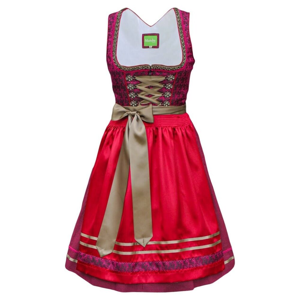 Dirndl Mididirndl Rot 60cm mit bluse muniba Collection 046